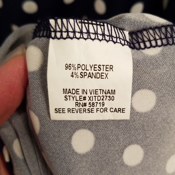 NY Collection Navy and White Polka Dot Dress in M - Picture 6 of 8